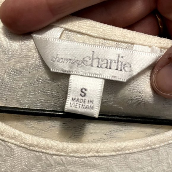 ⭐️HP!!⭐️Charming Charlie White Short Sleeve Top with (S) - Picture 6 of 6